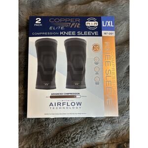 Copper Fit Elite Compression Knee Sleeve 2 Pack L/XL 16-20" Open box